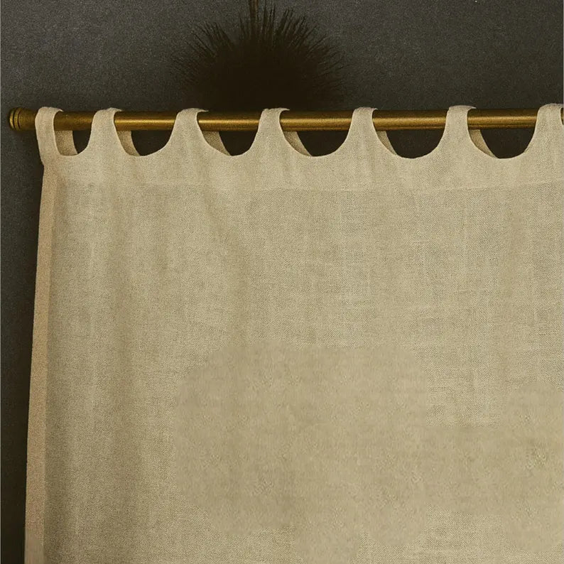 Customized linen cafe curtain 1 Panel Linen Sabby Chic Curtains Scalloped Tab Top Semi-Sheer Linen French Cafe Curtain
