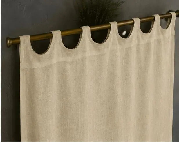 Customized linen cafe curtain 1 Panel Linen Sabby Chic Curtains Scalloped Tab Top Semi-Sheer Linen French Cafe Curtain