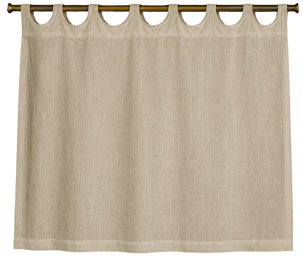 Customized linen cafe curtain 1 Panel Linen Sabby Chic Curtains Scalloped Tab Top Semi-Sheer Linen French Cafe Curtain